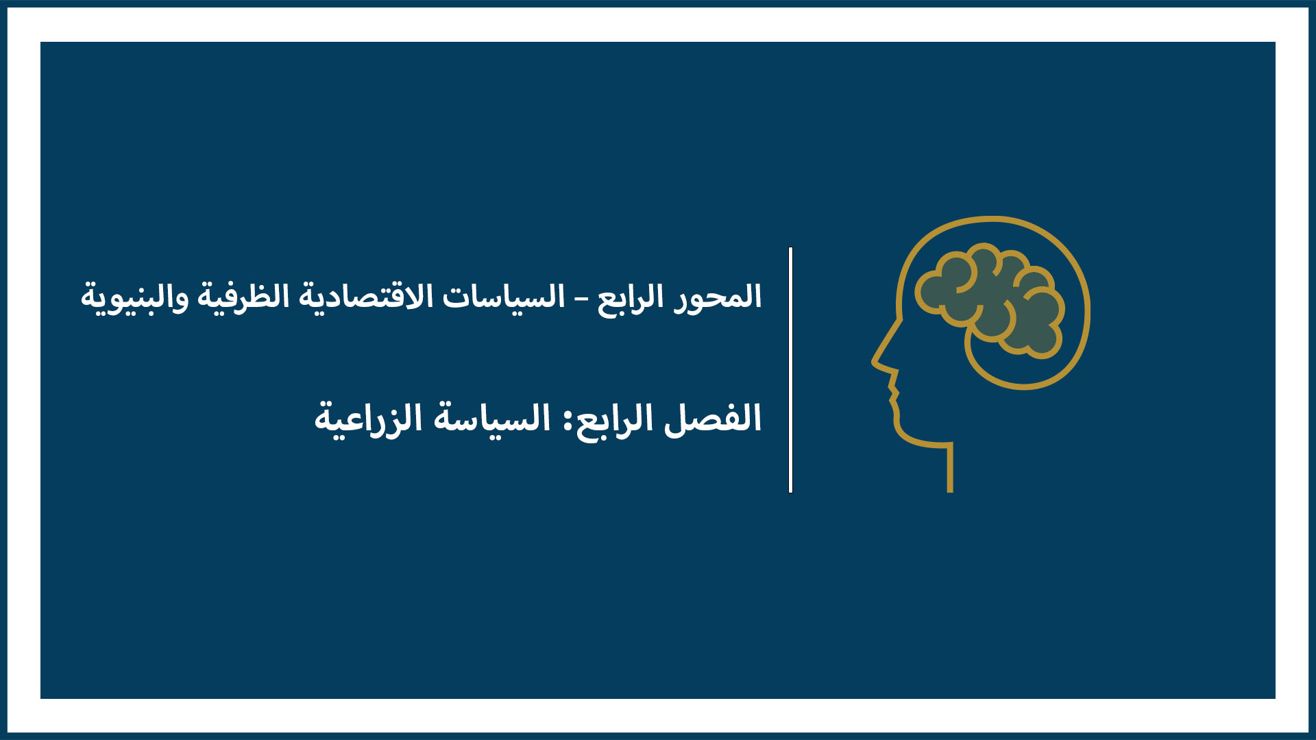 المحور الرابع – السياسات الاقتصادية الظرفية والبنيوية (الفصل الرابع: السياسة الزراعية)  ملاحظة: هذا الدرس معلق لهذا العام